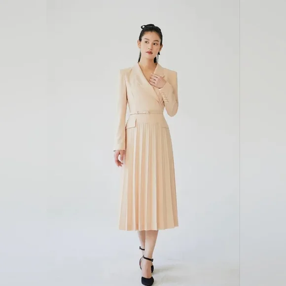 open lace back dress Women's Apricot Splicing Pleated Mini Dress & Reviews - Apricot - Dresses main image 1